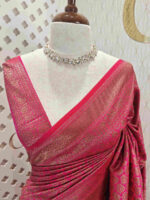 Soft katan with floral bouquet design and double border - Image 15