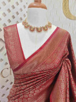 Soft katan with floral bouquet design and double border - Image 11