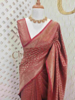 Soft katan with floral bouquet design and double border - Image 13