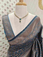 Soft katan with floral bouquet design and double border - Image 8