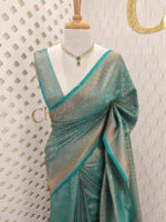 Soft katan with floral bouquet design and double border - Image 7