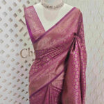 Soft katan with floral bouquet design and double border