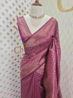 Soft katan with floral bouquet design and double border