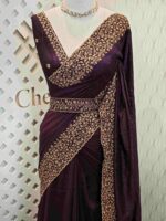 Vijithra silk with belt and copper thread embroidery - Image 33