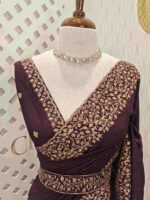 Vijithra silk with belt and copper thread embroidery - Image 34