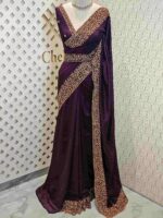 Vijithra silk with belt and copper thread embroidery - Image 35