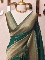 Soft tussar banarasi with 4 flower butta - Image 17