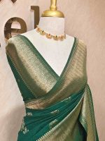 Soft tussar banarasi with 4 flower butta - Image 20