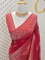 Soft tussar banarasi vein and floral border - Image 32