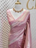 Banarasi with diamond shape buttas and small mango design on border - Image 23