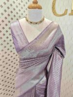 Banarasi with diamond shape buttas and small mango design on border - Image 20