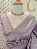 Banarasi with diamond shape buttas and small mango design on border - Image 21