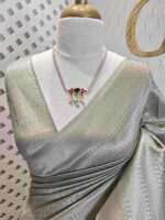 Banarasi with diamond shape buttas and small mango design on border - Image 27