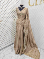 Jute silk with herringbone and running embroidery stitch on border - Image 16