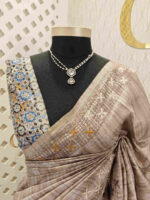 Jute silk with herringbone and running embroidery stitch on border - Image 12