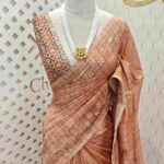 Jute silk with herringbone and running embroidery stitch on border