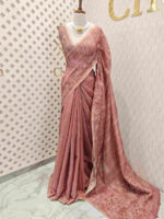 Jute silk with herringbone and running embroidery stitch on border - Image 7