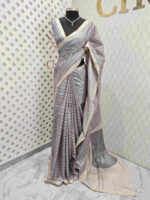Jute silk with horizontal lines and thin golden border - Image 10