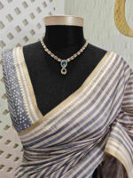 Jute silk with horizontal lines and thin golden border - Image 9
