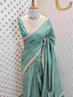 Jute silk with horizontal lines and thin golden border