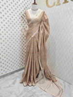 Jute silk with horizontal lines and thin golden border - Image 7