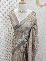 Jute silk with small batik peacock and and geometric design