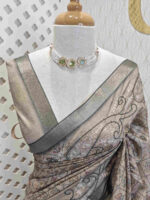 Jute silk with small batik peacock and and geometric design - Image 2