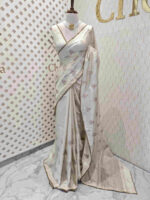 Jute silk with flower plant embroidery designs - Image 7