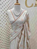 Jute silk with flower plant embroidery designs - Image 8