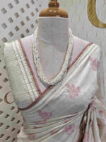 Jute silk with flower plant embroidery designs - Image 12