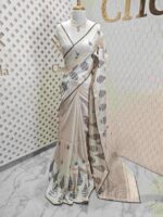 Jute silk with pine tree like thread embroidery design - Image 19
