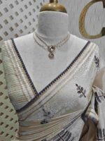 Jute silk with pine tree like thread embroidery design - Image 18