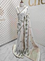 Jute silk with pine tree like thread embroidery design - Image 16