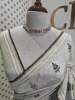 Jute silk with pine tree like thread embroidery design - Image 15