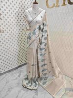 Jute silk with pine tree like thread embroidery design - Image 13