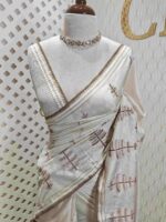 Jute silk with pine tree like thread embroidery design - Image 8