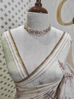 Jute silk with pine tree like thread embroidery design - Image 9