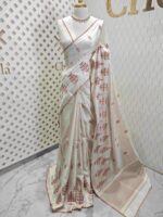 Jute silk with pine tree like thread embroidery design - Image 4