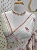 Jute silk with pine tree like thread embroidery design - Image 3