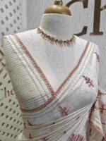 Jute silk with pine tree like thread embroidery design - Image 2