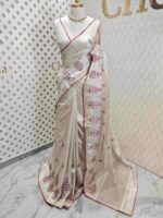 Jute silk with pine tree like thread embroidery design - Image 7