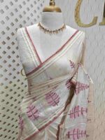Jute silk with pine tree like thread embroidery design - Image 5