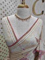 Jute silk with pine tree like thread embroidery design - Image 6