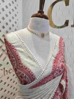 Jute silk with scallop like pattern on boarder - Image 2