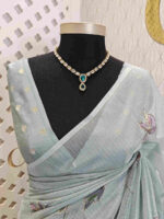Kota tissue with floral hand paintings and running stitch - Image 12