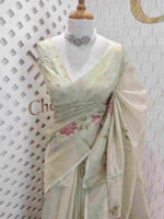Kota tissue with floral hand paintings and running stitch - Image 8