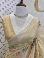 Kota tissue with floral hand paintings and running stitch - Image 3