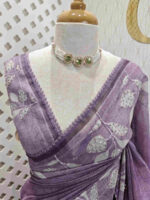 Linen with digital print and sequence work - Image 5