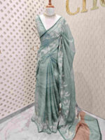 Linen with digital print and sequence work - Image 9