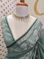 Linen with digital print and sequence work - Image 8